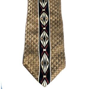 Conte di Milano Tie Vintage Art Deco Imported Silk Swing Geometric Mob Nouveau